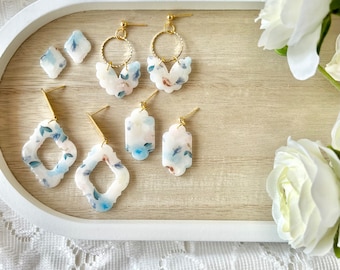 Floral Clay Earrings, Flower Clay Earrings, Floral Earrings, Flower Earrings, Leaf Clay Earrings, Garden Earrings, Wedding Earrings