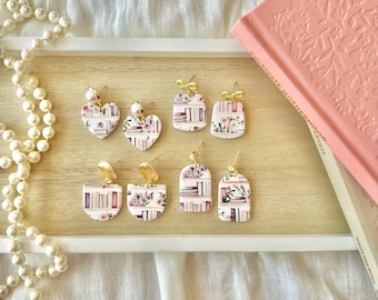 BONSNY Bookshelf Dangle Earrings - Acrylic Book Lover Earrings, Vintage Literature Theme, Hypoallergenic - View #2