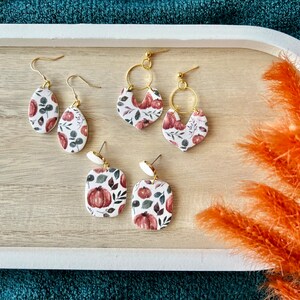 Pumpkin Patch Earrings, Pumpkin Clay Earrings, Pumpkin Earrings, Pumpkin Teardrops, Fall Clay Earrings, Fall Earrings, Autumn Clay Earrings