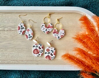 Pumpkin Patch Earrings, Pumpkin Clay Earrings, Pumpkin Earrings, Pumpkin Teardrops, Fall Clay Earrings, Fall Earrings, Autumn Clay Earrings