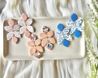 Floral Statement Earrings, Spring Clay Earrings, Floral Clay Earrings, Flower Clay Earrings, Floral Earrings, Flower Earrings