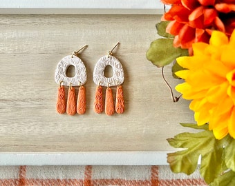Fall Clay Earrings, Autumn Earrings, Pumpkin Print Earrings, Pumpkin Clay Earrings, Pumpkin Earrings, Fall Earrings, Statement Earrings