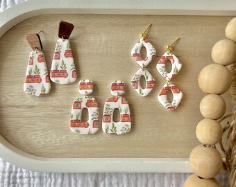 Garden Earrings, Planter Earrings, Plant Earrings, Plant Clay Earrings, Plant Lady Earrings, Plant Mom Earrings, Gardener Earrings