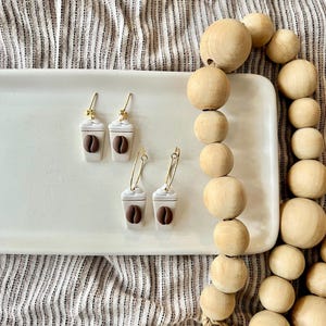 Latte Clay Earrings, Coffee Bean Earrings, Coffee Clay Earrings, Coffee Cup Earrings, Coffee Shop Earrings, Coffee Lover Earrings