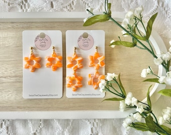 Flower Clay Earrings, Floral Clay Earrings, Daisy Clay Earrings, Daisy Earrings, Floral Earrings, Flower Earrings, Pink Flower Earrings