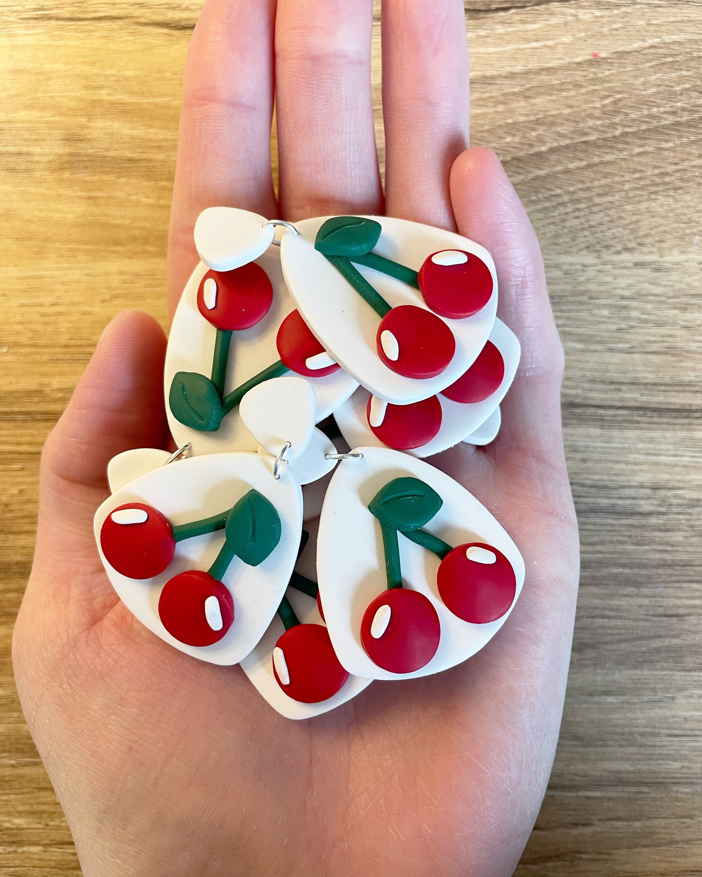 Cherry Clay Earrings Cherry Dangle Earrings Fruit Clay Etsy