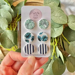 Monstera Stud Earrings, Monstera Clay Studs, Monstera Earrings, Monstera Leaf Studs, Leaf Clay Studs, Nautical Earrings, Coastal Earrings