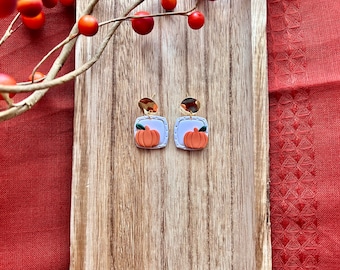Pumpkin Clay Earrings, Pumpkin Earrings, Fall Pumpkin Earrings, Fall Clay Earrings, Fall Earrings, Pumpkin Fall Earrings, Clay Earrings