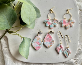 Flower Clay Earrings, Floral Clay Earrings, Flower Earrings, Floral Earrings, Spring Flower Earrings, Spring Earrings, Spring Clay Earrings