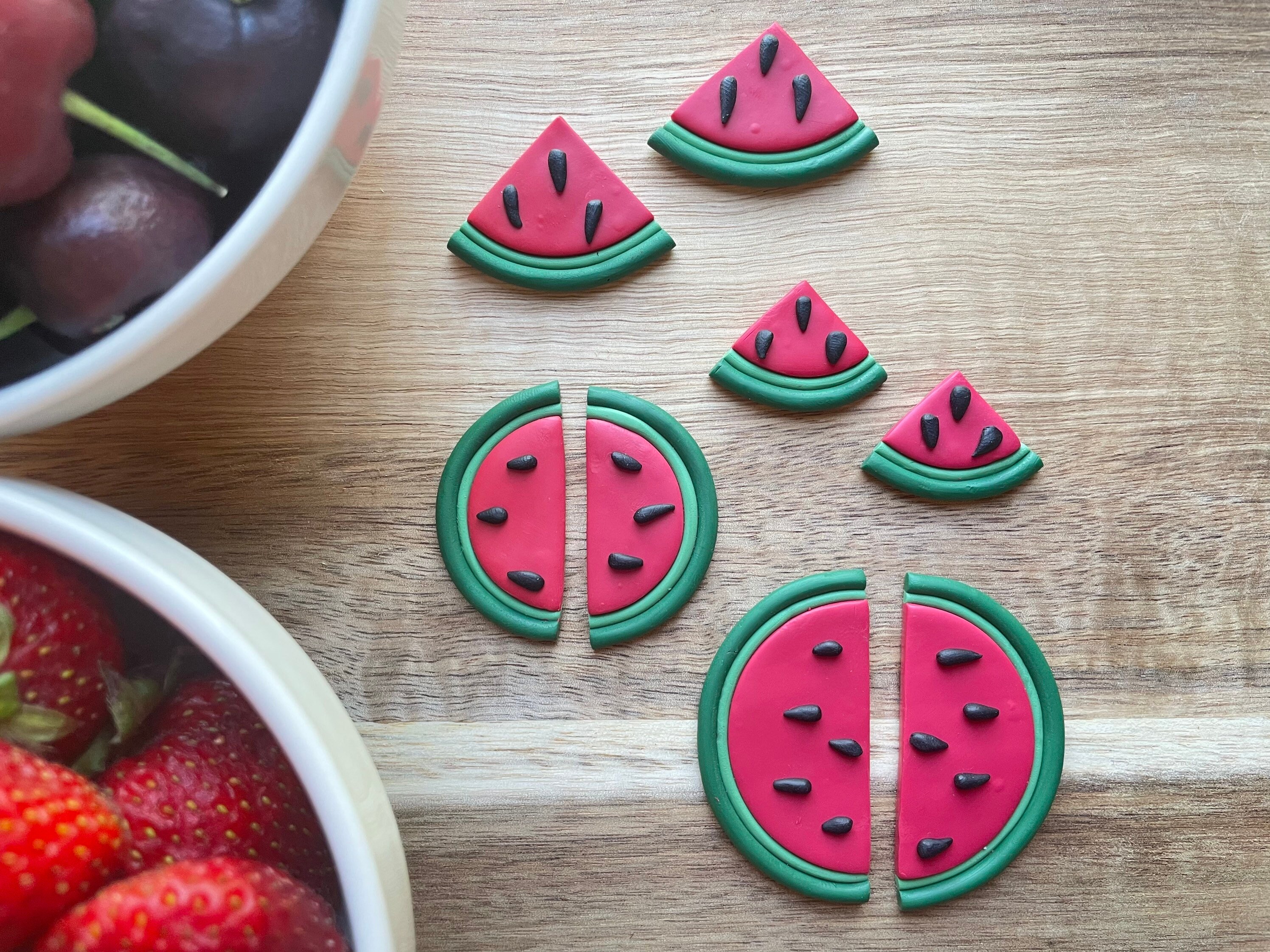 Watermelon Stud Earrings Watermelon Clay Earrings Watermelon Etsy