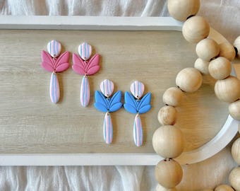 Coastal Clay Earrings, Coastal Earrings, Striped Earrings, Stripe Clay Earrings, Beach Clay Earrings, Beach Earrings, Summer Clay Earrings