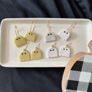 Ghost Earrings, Ghost Clay Earrings, Halloween Earrings, Halloween Hoops, Handmade Earrings, Clay Earrings, Polymer Clay Earrings