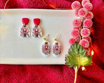 Nutcracker Earrings, Nutcracker Jewelry, Christmas Earrings, Holiday Earrings, Festive Clay Earrings, Festive Earrings, Christmas Jewelry