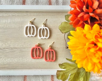 Pumpkin Earrings, Pumpkin Clay Earrings, Fall Clay Earrings, Fall Earrings, Simple Pumpkin Earrings, Pumpkin Dangles, Autumn Earrings