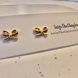 Bow Earrings, Gold Bow Earrings, Mini Bow Studs, Bow Stud Earrings, Gold Stud Earrings, Mini Stud Earrings