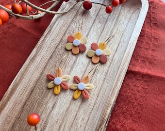 Flower Fall Earrings, Flower Clay Earrings, Fall Clay Earrings, Fall Flower Earrings, Autumn Earrings, Clay Earrings