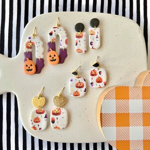 Halloween Clay Earrings, Jack-o-lantern Earrings, Pumpkin Earrings, Pumpkin Clay Earrings, Halloween Earrings, Halloween Jewelry