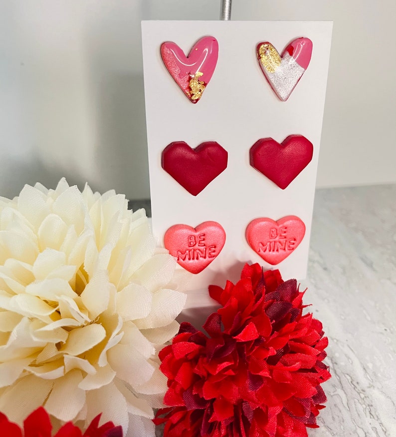 Terrazzo Clay Hearts Valentine/'s Heart Clay Stud Earrings Candy Heart Studs Resin Heart Earrings Valentine/'s Day Stud Packs