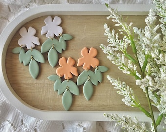 Flower Clay Earrings, Flower Earrings, Floral Clay Earrings, Statement Earrings, Spring Clay Earrings, Spring Earrings, Gift for Her