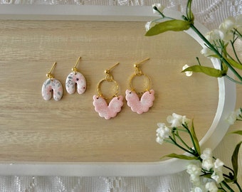 Daisy Earrings, Daisy Clay Earrings, Flower Clay Earrings, Pink Clay Earrings, Flower Earrings, Floral Clay Earrings, Floral Earrings