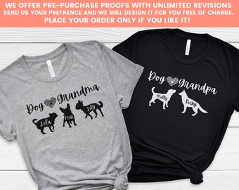 Personalized Dog Grandma Shirt, Custom Grandpa Shirt, Unique Grandma Gift, Personalized Dog Shirts, Dog Lover Gift, Custom Dog Breed & Name