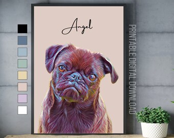 Aangepaste huisdier portret, aquarel muur decor hond & kat portret, huisdier cadeau, huisdier Memorial gift, portret van foto, digitaal bestand afdrukbaar
