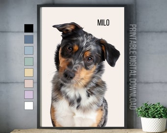 Custom Pet Portrait from Photo PRINTABLE Wall Art Personalized Dog Wall Art Dog Portrait Gift for Dog Mom Dad Owner DIGITAL DOWNLOAD