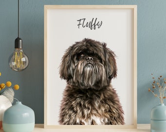 Retrato de mascota personalizado, pintura de mascota personalizada, retrato de perro digital, regalo conmemorativo de mascota, ilustración de retrato de perro, DESCARGA DIGITAL