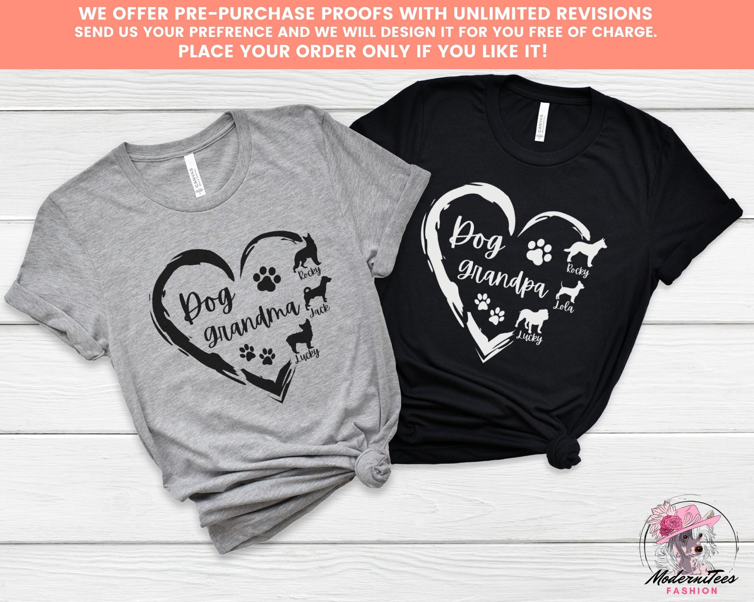 Personalized Dog Grandma Shirt Custom Grandpa Shirt Unique Etsy