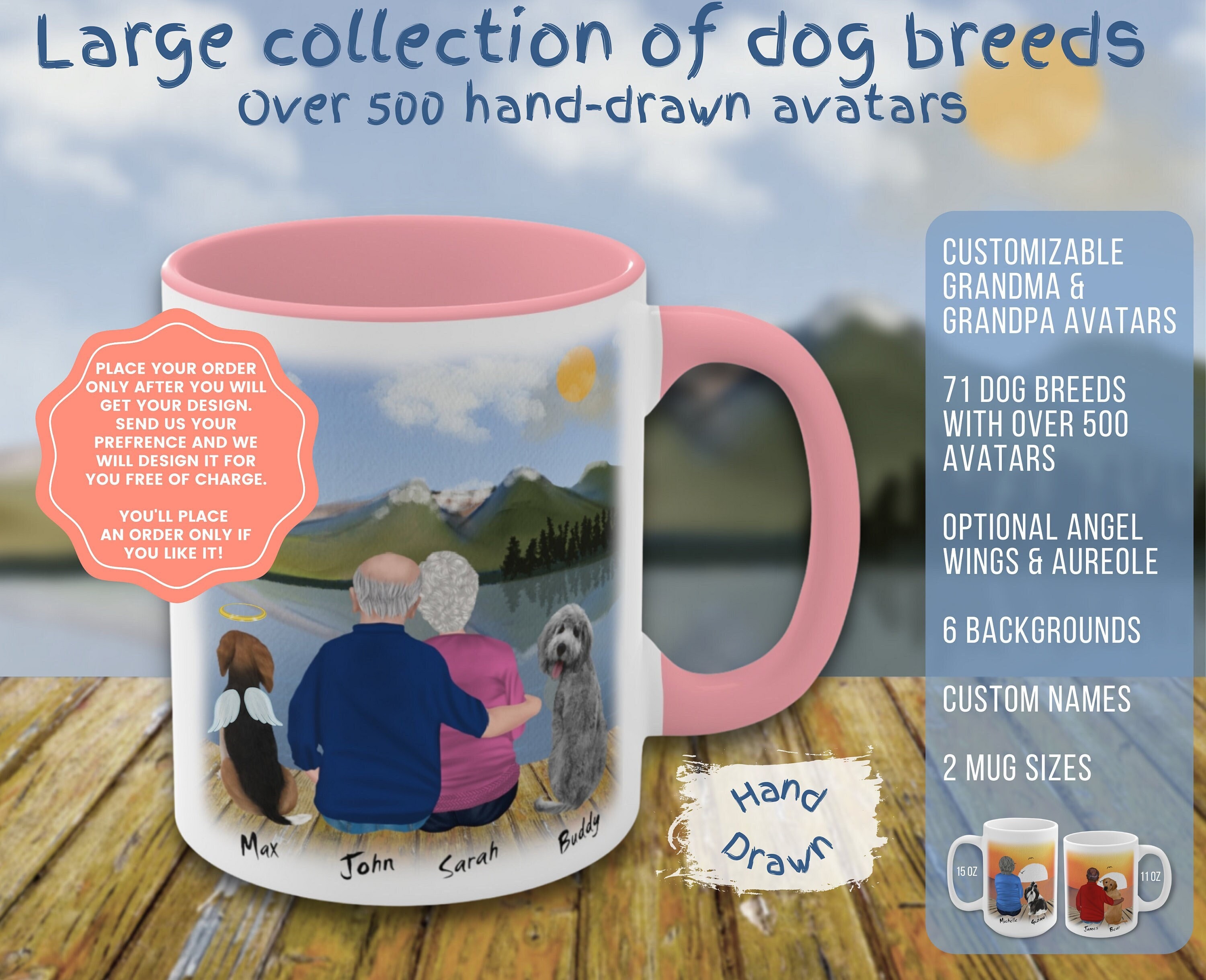 Personalized Dog Grandpa Mug Custom Dog Grandma Mug Dog Etsy