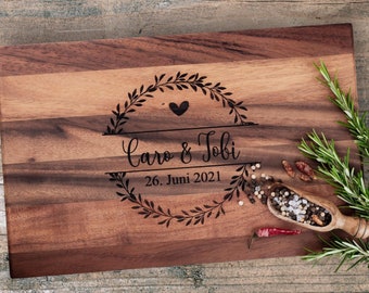 Personalized cutting board | Engraved with your desired text | Wedding, housewarming | Gift idea | Wedding gift | Wooden wedding