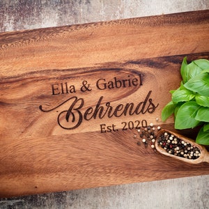 Personalized cutting board acacia - lettering - wedding gift, anniversary, cutting board, wooden board, housewarming gift, wooden board