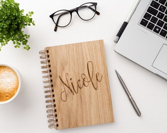 Personalized Notebook A5 | Wooden Cover | Sketchbook | Wedding Planner | Christmas | Gift | Christmas Present | Bullet Journal