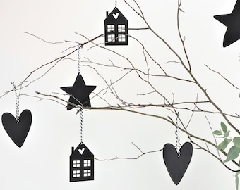 Set of 6 tree pendants - star, house, heart, Christmas, Christmas decorations, tree decorations, Christmas decorations, Advent, decoration