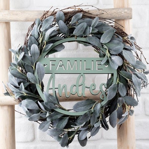 Personalized door wreath family name - name tag without green wreath, door sign, wooden sign, Christmas gift, Christmas, parade, family