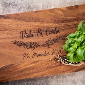 Personalized Cutting Board, Wooden Board Acacia Wood - Olive Branches Wedding Gift, Cutting Board, Housewarming Gift, Wedding, Easter