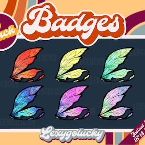 Fairy Wing Badges | Twitch Badges | Six Pack | Digital File | Instant Download