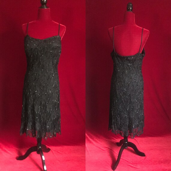 Black beaded sparkly Hollywood glamour gothic dark