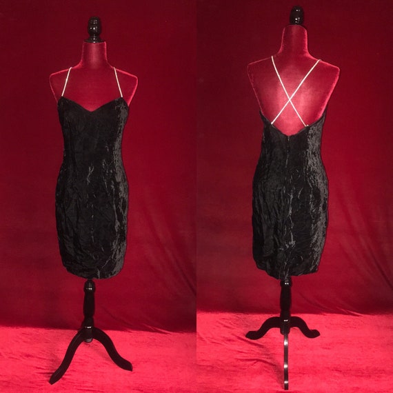 Velvet black crystal rhinestone straps cocktail fa