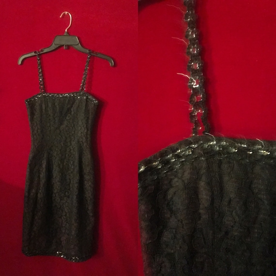 Black sequin shimmery gothic lace mini dress size