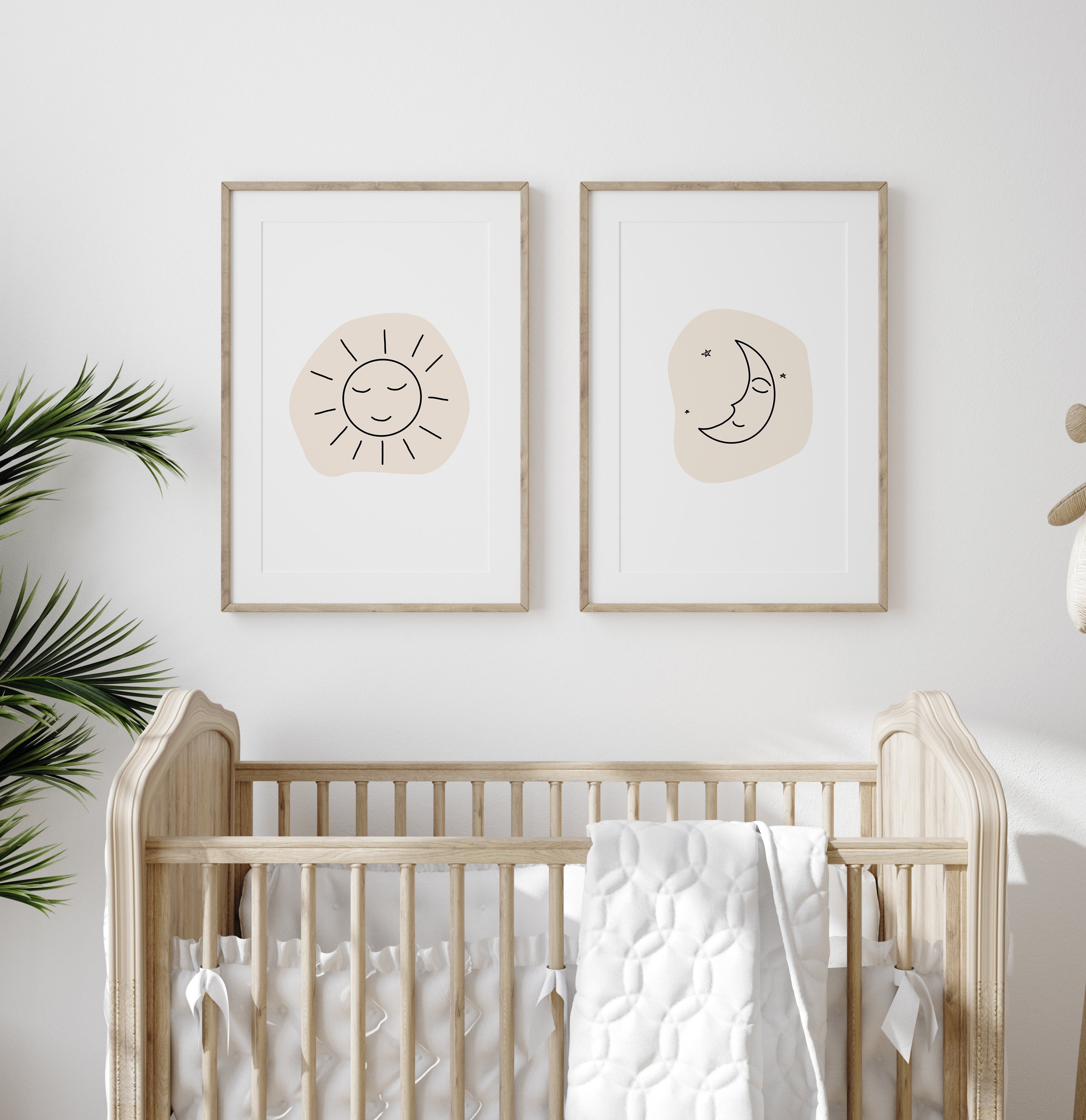 Sun Moon Nursery Art Set of 2 Sun Moon Wall Art Nursery Etsy India