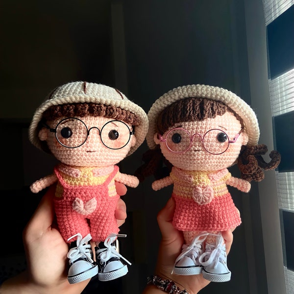 Personalisierte Puppen, personalisierte Plüschtiere, personalisierte Amigurumis, 2 Größen zur Auswahl, kostenloser Versand