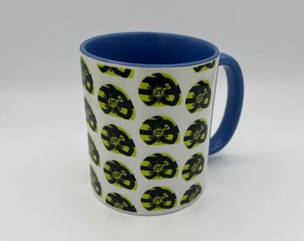 Formel 1 Becher Helmmuster | F1 Becher | F1 Tasse | Formel 1 Geschenk | F1 Fahrerhelm | Bunte Formel 1 Tasse | F1 Helm Tasse