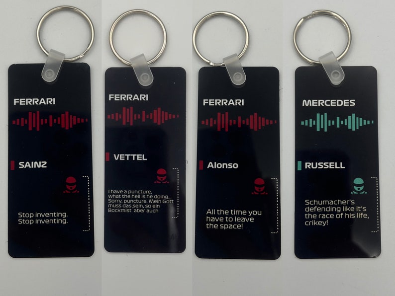 Formule 1 board radio sleutelhanger F1 sleutelhanger Formule 1 sleutelhanger Board radio Coureur sleutelhanger afbeelding 8