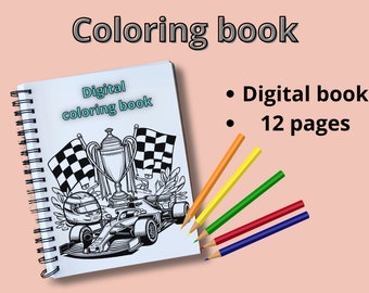 Formula 1 car colouring book | Adult colouring pages | Digital download | Anxiety colouring book | Formula 1 car colouring