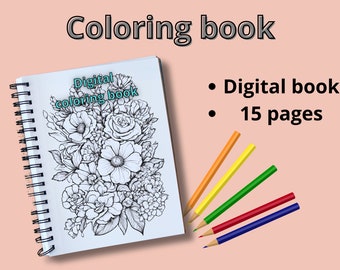 Libro para colorear de flores | Colorear para adultos | Páginas para colorear | Descarga digital | Libro para colorear de ansiedad