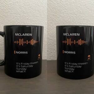 Taza de radio del tablero de Fórmula 1 Taza F1 Regalo Regalo Fórmula 1 Taza con texto Taza fórmula 1 negra it's friday