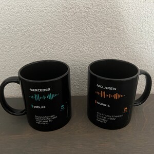 Taza de radio del tablero de Fórmula 1 Taza F1 Regalo Regalo Fórmula 1 Taza con texto Taza fórmula 1 negra imagen 2