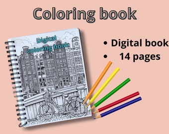 Cities colouring book | Coloring for adults | colouring pages | Digital download | Anxiety colouring book | Cities colouring