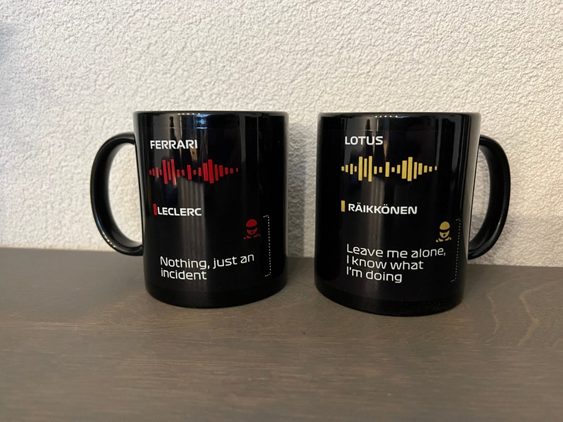 Taza de radio del tablero de Fórmula 1 Taza F1 Regalo Regalo Fórmula 1 Taza con texto Taza fórmula 1 negra imagen 6